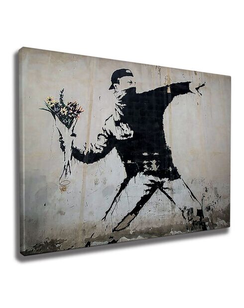 Peinture sur toile Reproduction Banksy multicolore - 50x70 cm