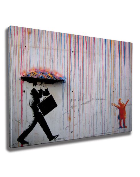 Toile sur toile Reproduction Banksy multicolore - 50x70 cm