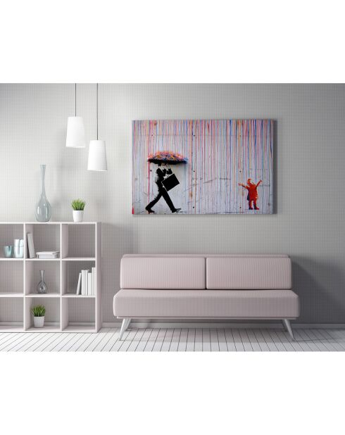 Toile sur toile Reproduction Banksy multicolore - 50x70 cm