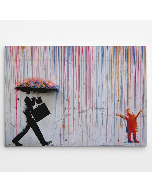 Toile sur toile Reproduction Banksy multicolore - 50x70 cm