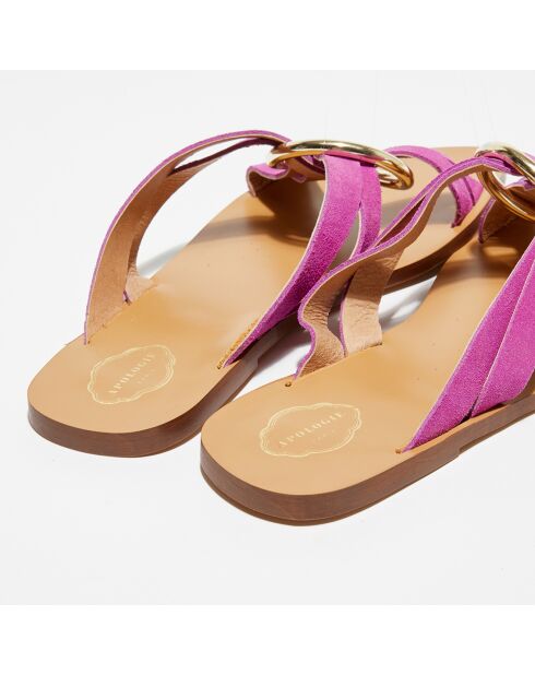 Pantoletten aus Samt in Fuchsia Scorpio