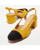 Slingbacks en Velours de Cuir Kelly jaunes