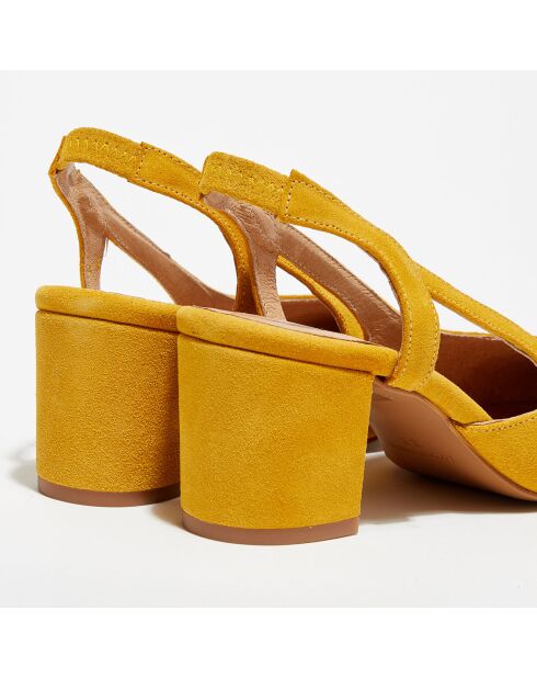 Slingbacks en Velours de Cuir Kelly jaunes