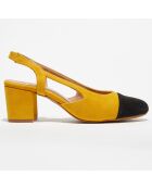 Slingbacks en Velours de Cuir Kelly jaunes