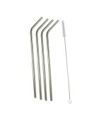 4 Pailles en inox avec goupillon grise - 25.4 cm