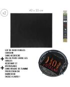 2 Feuilles de cuisson reutilisable barbecue noires - 40x33 cm