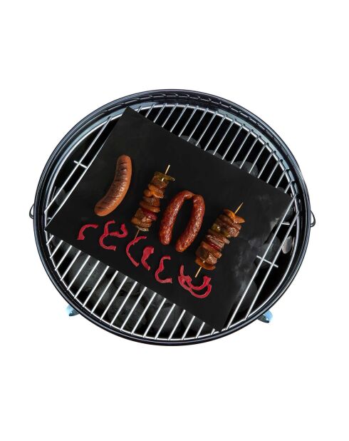 2 Feuilles de cuisson reutilisable barbecue noires - 40x33 cm