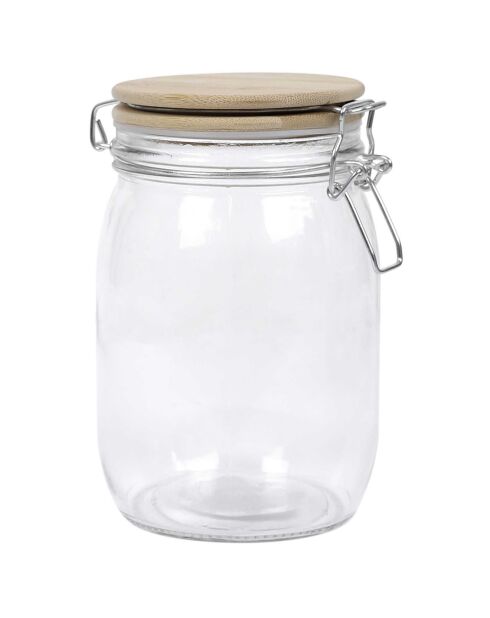 Tarro de almacenamiento con tapa de bambú transparente - 1 L