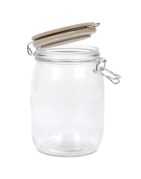 Tarro de almacenamiento con tapa de bambú transparente - 1 L