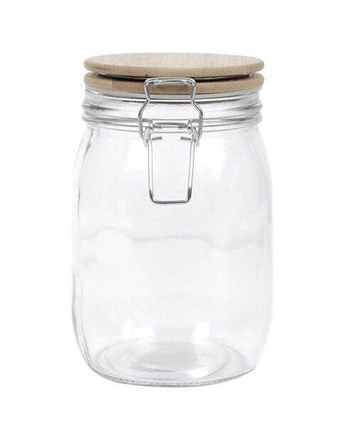 Tarro de almacenamiento con tapa de bambú transparente - 1 L