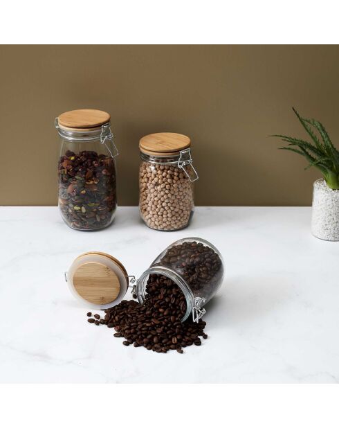 Bocal de conservation couvercle bambou transparent - 1.5 L