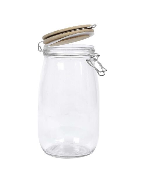 Bocal de conservation couvercle bambou transparent - 1.5 L