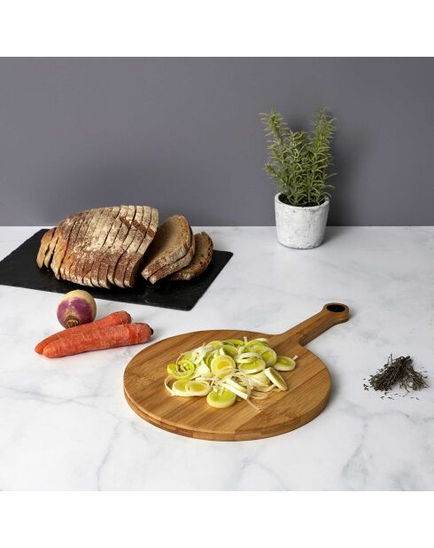 Planche à découper ronde marron/noir - 37.5x24 cm