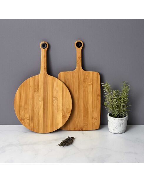 Planche à découper ronde marron/noir - 37.5x24 cm