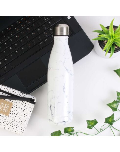 Gourde isotherme marbrée marbre blanc/gris - 50 cl