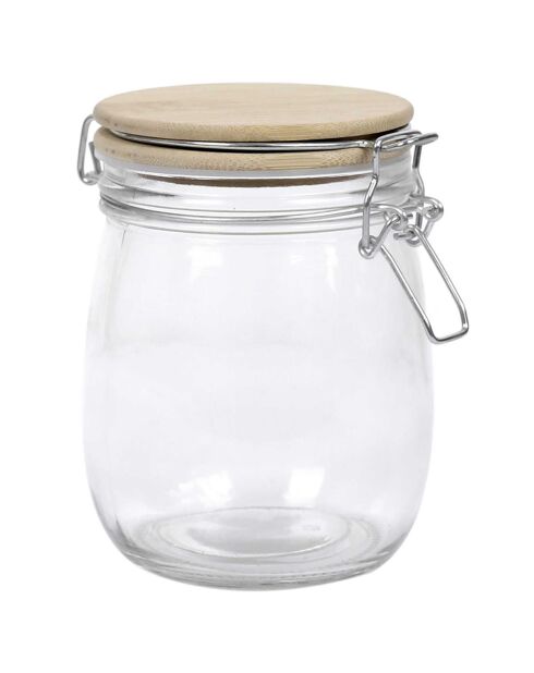 2 Bocaux de conservation couvercle bambou transparent - 75 cl