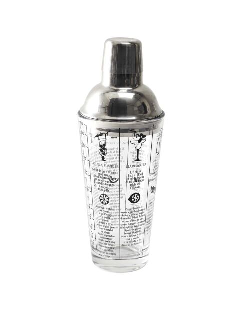 Shaker en verre avec recettes gris/transparent - 45 cl