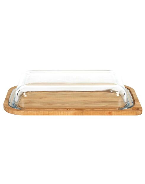 Plateau avec support en bambou verre - 28x17.1 cm