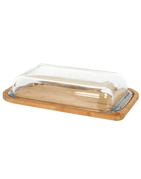 Plateau avec support en bambou verre - 28x17.1 cm