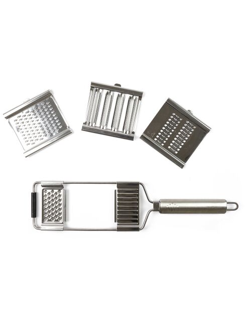 Râpe à legumes avec 3 lames amovibles grise - 38.5x8.5 cm