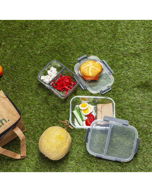 Scatola portaoggetti con 2 scomparti trasparenti - 22x7x16,5 cm