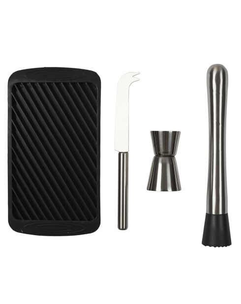 Mojitodoos met 4 accessoires zwart/grijs - 11x3,4x20,5 cm