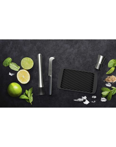Coffret à mojito 4 accessoires noir/gris - 11x3.4x20.5 cm