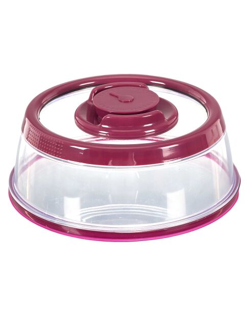 transparente/burgunderrote Vakuumglocke - 19x7,3x19 cm