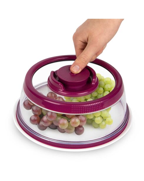 transparente/burgunderrote Vakuumglocke - 19x7,3x19 cm