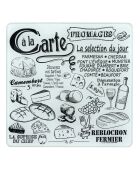 Planche à fromage avec 3 ustensiles aimantés blanc/noir/marron - 21.2x22.6 cm