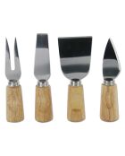 Planche à fromage avec 3 ustensiles aimantés blanc/noir/marron - 21.2x22.6 cm
