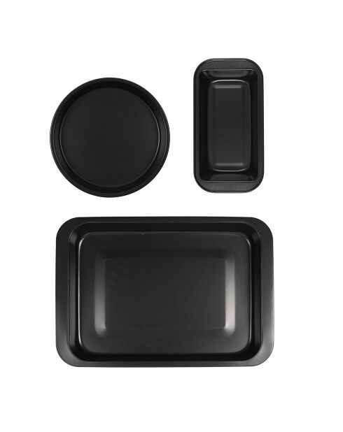Coffret pâtisserie 3 moules noir - 42x7x29 cm