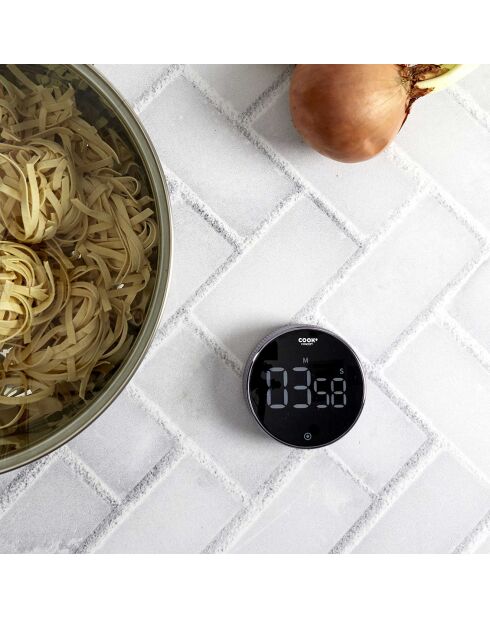 Minuteur électronique rotatif noir - D.7.8 cm