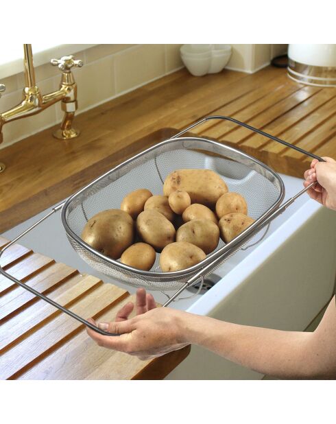 Passoire à poignées extensibles gris/noir - 34.5x11x25.4 cm