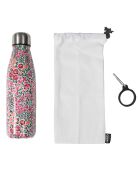 Coffret bouteille isotherme fleurie beige/ivoire - 50 cl