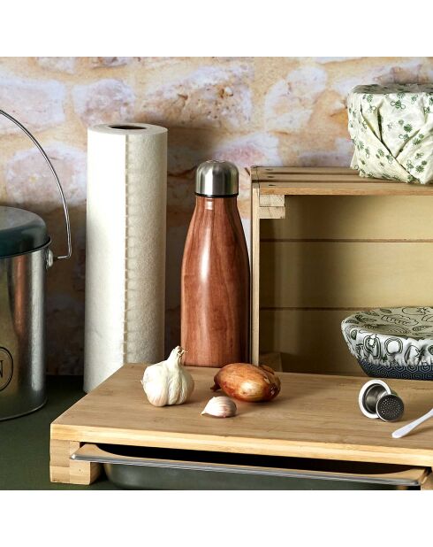 Coffret bouteille isotherme effet bois multicolore - 50 cl