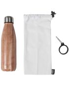 Coffret bouteille isotherme effet bois multicolore - 50 cl