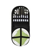 Accessoire à pique-nique pour 2 personnes kaki/blanc/vert - 24x24 cm
