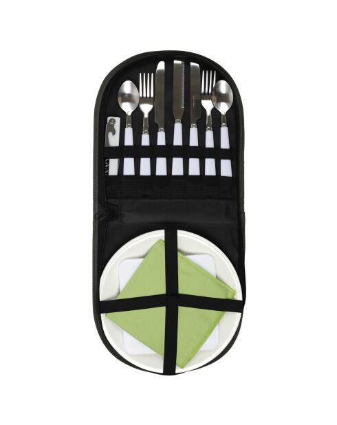 Accessoire à pique-nique pour 2 personnes kaki/blanc/vert - 24x24 cm