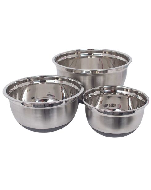 3 Bols inox gris - 25.5x13x25.5 cm