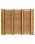 Planche à découper avec 3 compartiments beige/transparent - 32x7x25 cm