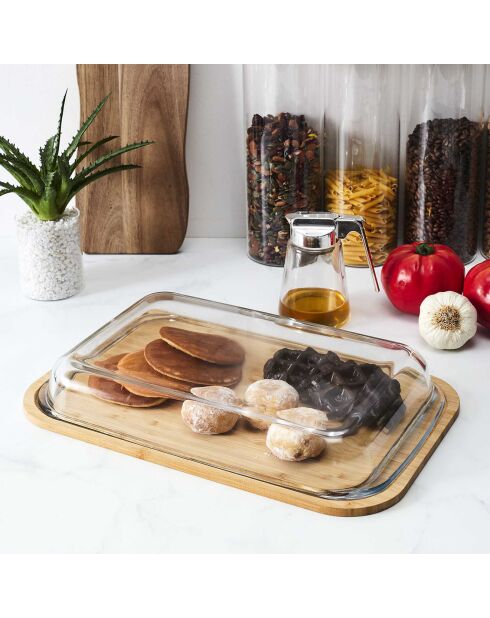 Scatola in vetro di bambù con supporto - 41,4x5,7x25,5 cm