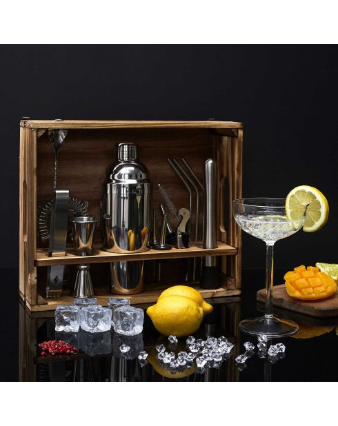 Set à cocktail gris/transparent - 15 pièces