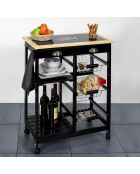 Desserte à roulettes bistrot noir/beige - 67x81x35 cm