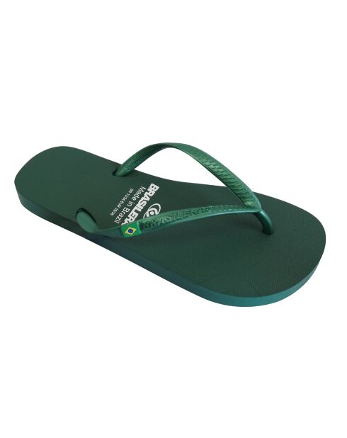 Klassieke Pearl W kakigroene teenslippers