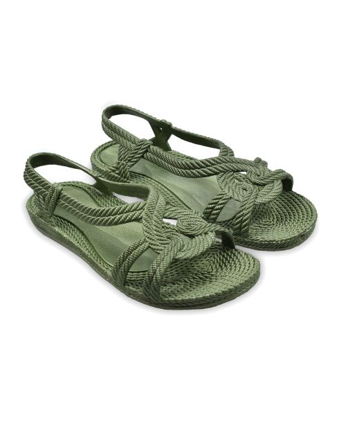 Kasgar Esmirna kaki groene sandalen