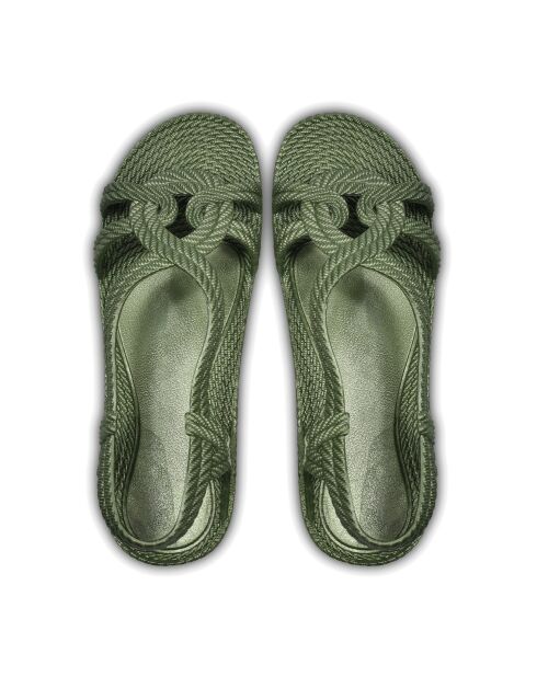 Kasgar Esmirna kaki groene sandalen