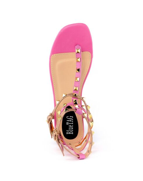 Sandales en Cuir Yolly rose/multicolore