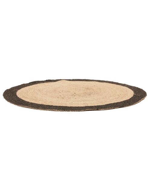 Tapis rond jute bord noir beige/noir - D.120 cm