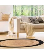 Tapis rond jute bord noir beige/noir - D.120 cm